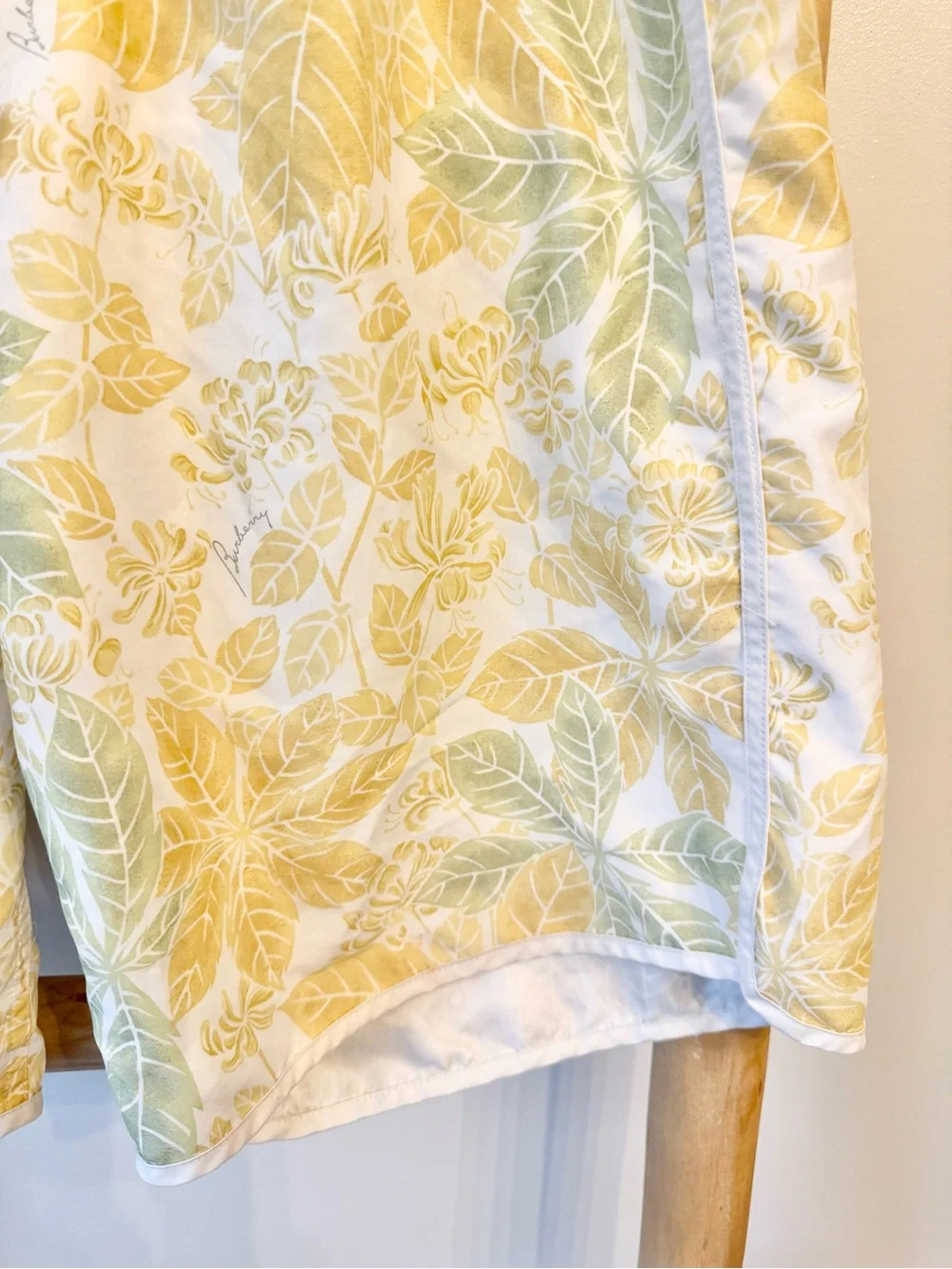 Burberry Designer Men’s Yellow Tropical Leaves Swim Shorts Beach Trunks M